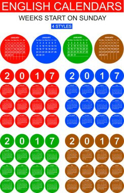 İngilizce takvimlerinde 2017. Dört stilleri