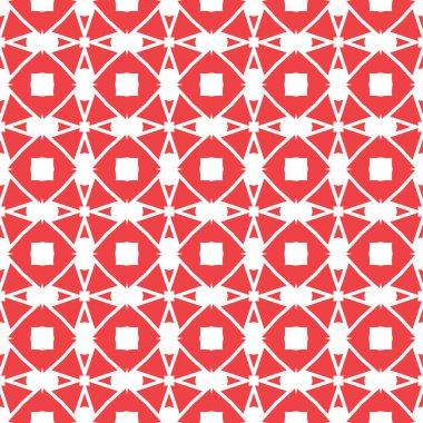 Geometrik şekilli, kırmızı ve beyaz renklerde renklendirilmiş vektörsüz desen arkaplanı.