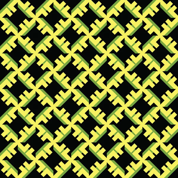 Geometrik Şekilli Siyah Sarı Yeşil Renklerde Vektörsüz Desen Arkaplanı — Stok Vektör