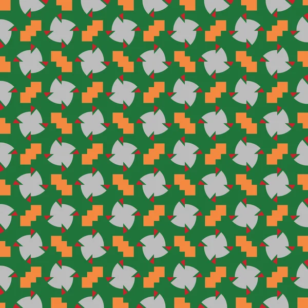 Векторний Безшовний Текстурний Фон Геометричними Формами Кольоровий Зеленому Помаранчевому Сірому — стоковий вектор