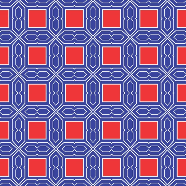 Geometrik Şekilli Mavi Kırmızı Beyaz Renklerle Renklendirilmiş Vektörsüz Desen Arkaplanı — Stok Vektör