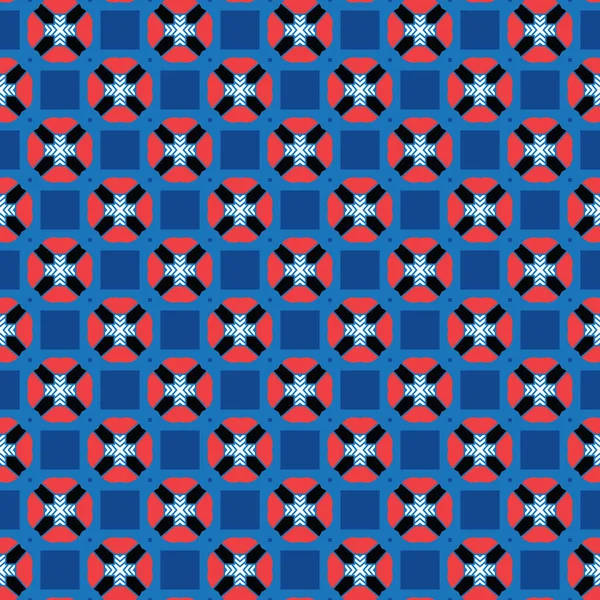 Векторный Бесшовный Текстурный Фон Геометрическими Фигурами Окрашенный Синий Красный Черный — стоковый вектор