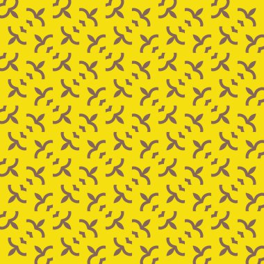 Geometrik şekilli, sarı ve kahverengi renkli vektörsüz desen arkaplanı.