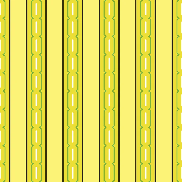 幾何学的形状を持つベクトルシームレスパターンテクスチャの背景 黄色で着色 白と黒の色 — ストックベクタ