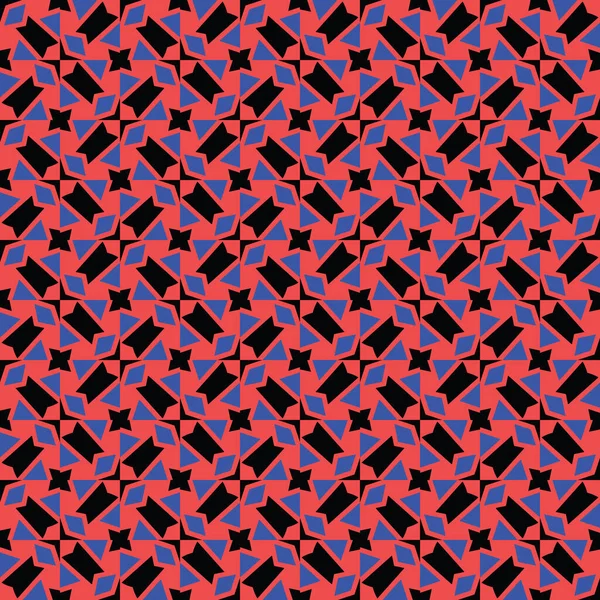 Векторный Бесшовный Текстурный Фон Геометрическими Фигурами Окрашенный Красный Синий Черный — стоковый вектор