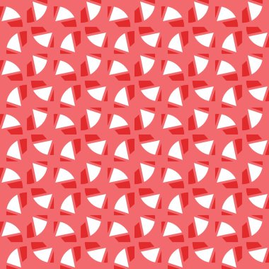 Geometrik şekilli, kırmızı ve beyaz renklerde renklendirilmiş vektörsüz desen arkaplanı.