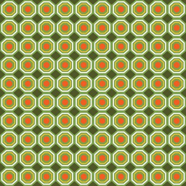 Geometrik şekilli, turuncu, sarı, yeşil ve beyaz renklerde vektörsüz desen arkaplanı.