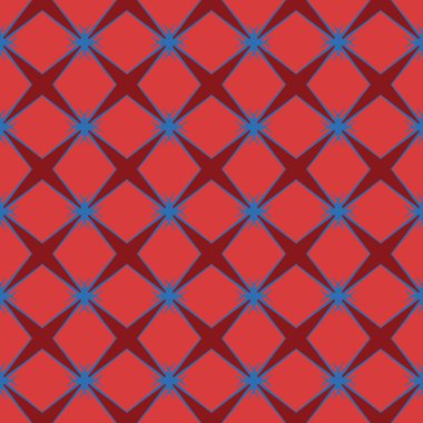 Geometrik şekilli, kırmızı ve mavi renklerde renklendirilmiş vektörsüz desen arkaplanı.