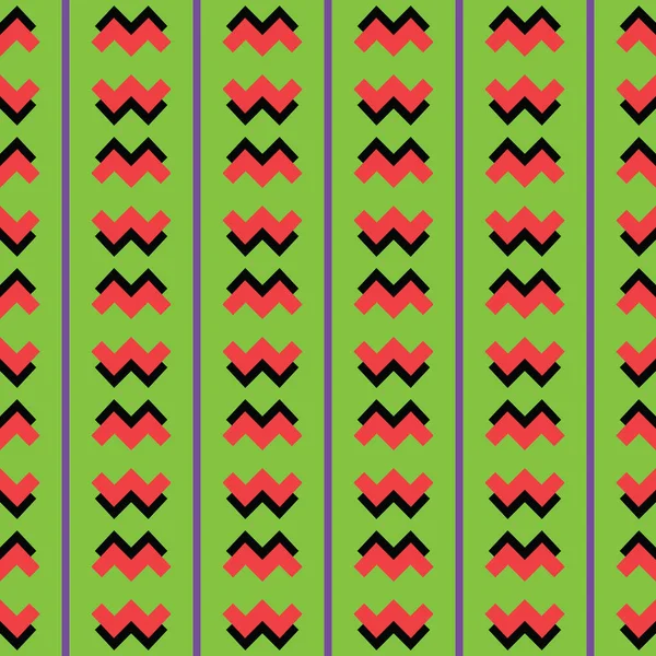 Geometrik Şekilli Yeşil Kırmızı Mor Siyah Renkli Vektör Desensiz Arkaplan — Stok Vektör