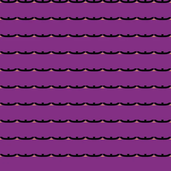 幾何学的形状を持つベクトルシームレスなパターンテクスチャの背景 鮮やかな紫色で着色 黒と黄色の色 — ストックベクタ