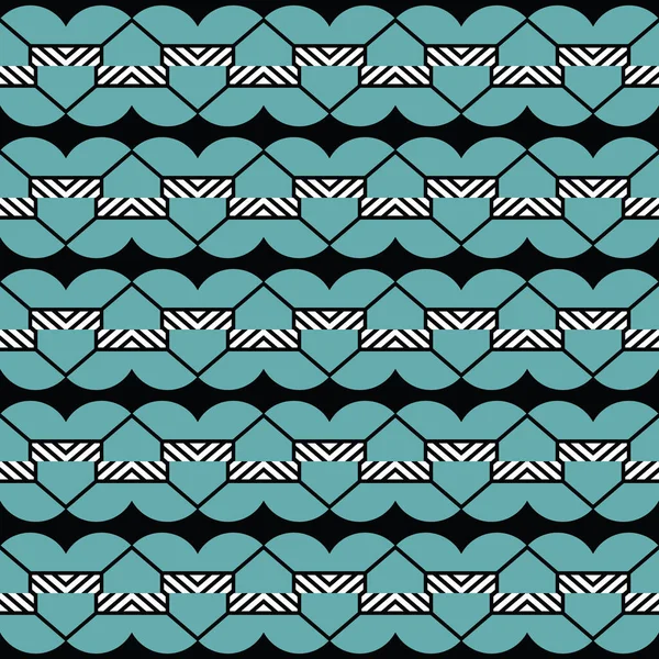 幾何学的形状を持つベクトルシームレスなパターンテクスチャの背景 青で着色 黒と白の色 — ストックベクタ