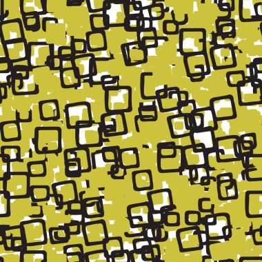 Vektör soyut el çizimi kusursuz desen. Doku arkaplanı, sarı ve siyah renkli şekiller ve çizgiler.