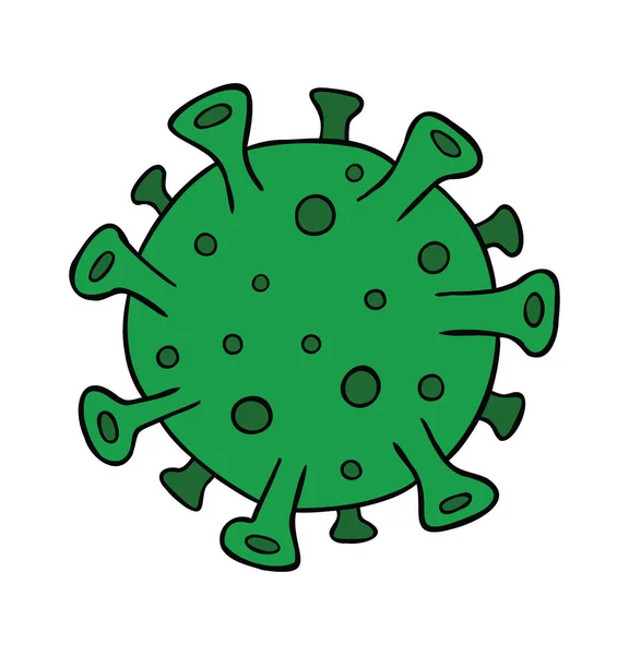 Illustrazione Vettoriale Dei Cartoni Animati Della Vista Microscopica Virus Coronavirus — Vettoriale Stock