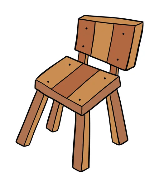 Cartoon Διανυσματική Απεικόνιση Της Ξύλινης Καρέκλας Χρωματιστά Και Μαύρα Περιγράμματα — Διανυσματικό Αρχείο