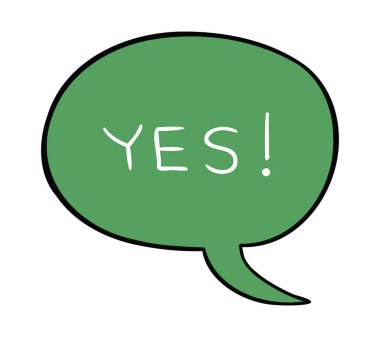 Konuşma balonunun çizgi film vektör çizimi ve evet. 