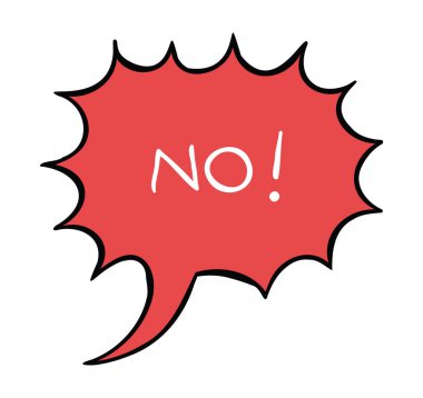 Ünlem baloncuğunun çizgi film vektör çizimi ve hayır. 