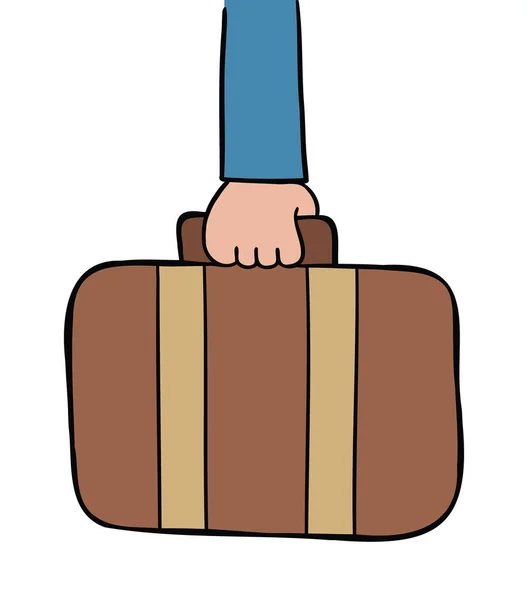 Cartoon Vektor Ilustrace Cestovní Kufr Muž Drží — Stockový vektor