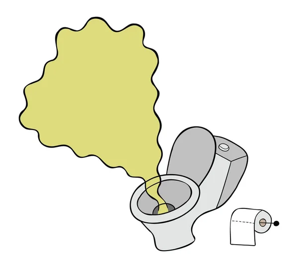 Cartoon Vector Illustration Toilet Seat Disgusting Urine Smell — Stock Vector