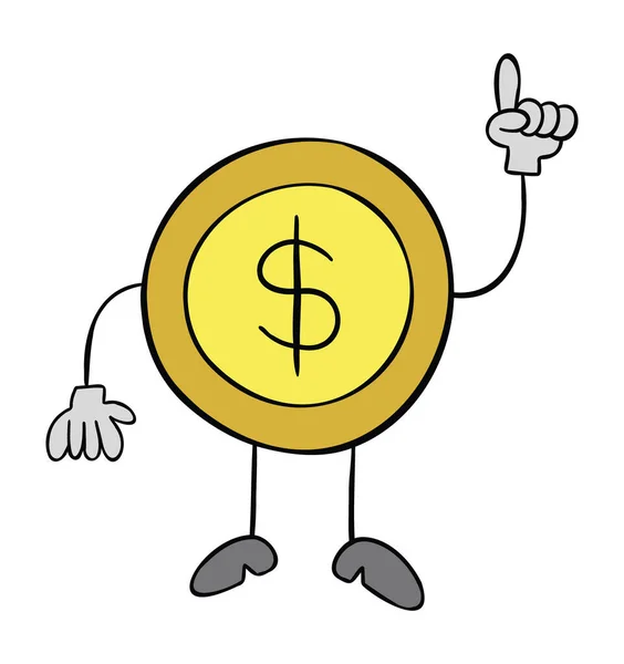Cartoon Vektor Illustration Der Dollar Münze Maskottchen Charakter Auftaucht — Stockvektor