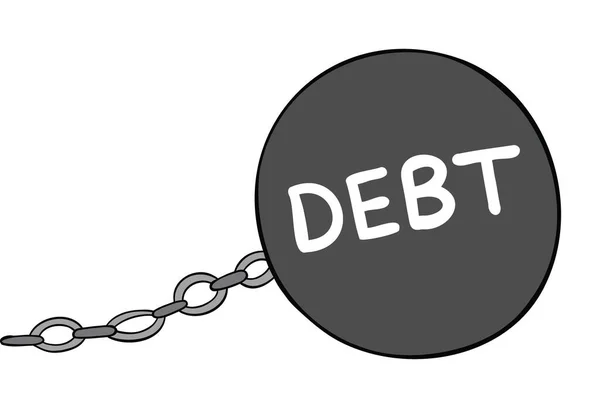 Мультфильм Векторная Иллюстрация Большой Долговой Массы Цепи Цветные Черные Контуры — стоковый вектор