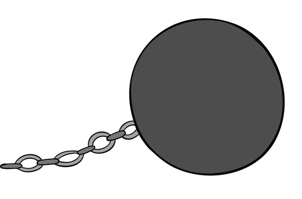 重量とチェーンの漫画のベクトルイラスト 色と黒の輪郭 — ストックベクタ