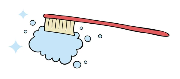 Desenhos Animados Ilustração Vetorial Escova Dentes Espuma Desenhos Coloridos Pretos —  Vetores de Stock
