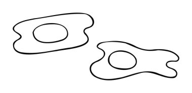 Çiftlik yumurtası ve dükkanının çizgi film çizimi yumurta aldı. Siyah ve beyaz çizgili.