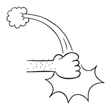 Yumruk masasının karikatür vektör çizimi. Siyah ve beyaz çizgili.