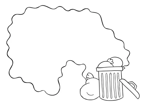 Desenhos Animados Ilustração Vetorial Lixeira Rua Cheiro Nojento Lixo Preto —  Vetores de Stock