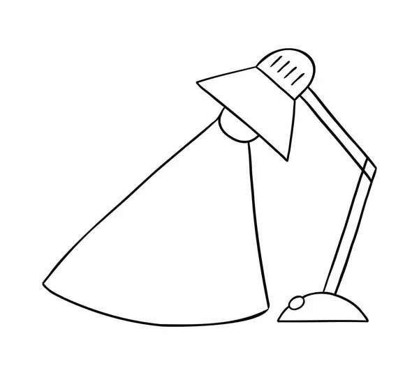 Desenhos Animados Ilustração Vetorial Lâmpada Mesa Luz Preto Delineado Branco — Vetor de Stock