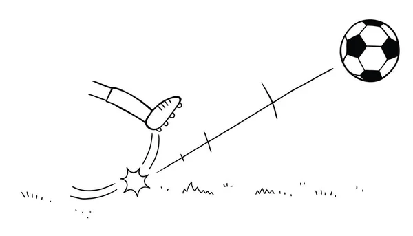 在球场上投篮的足球运动员的卡通矢量图解 黑色轮廓 — 图库矢量图片
