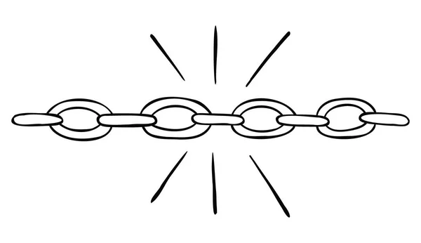 強い固体鎖の漫画のベクトル図 黒の輪郭と白 — ストックベクタ