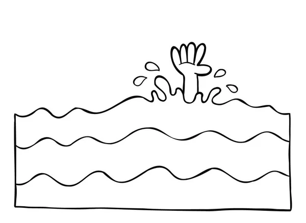 Cartoon Vektor Illustration Des Mannes Und Seiner Hand Die Meer — Stockvektor