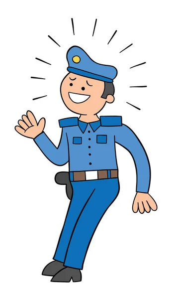 Polizia Dei Cartoni Animati Spaventata Illustrazione Vettoriale Contorni Colorati Neri — Vettoriale Stock