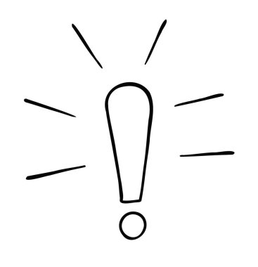 Ünlem işaretinin karikatür vektör çizimi. Siyah ve beyaz çizgili.