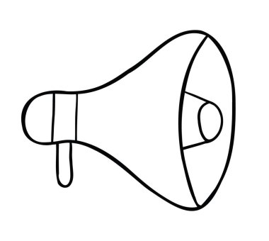 Megafonun karikatür vektör çizimi. Siyah ve beyaz çizgili.