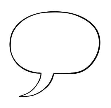 Konuşma balonunun karikatür vektör çizimi. Siyah ve beyaz çizgili.