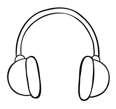 Kulaklığın karikatür vektör çizimi. Siyah ve beyaz çizgili.