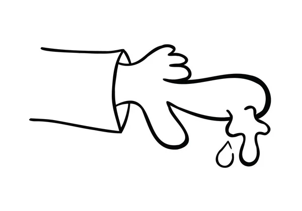 Desenhos Animados Ilustração Vetorial Dedo Sangramento Preto Delineado Branco Colorido —  Vetores de Stock