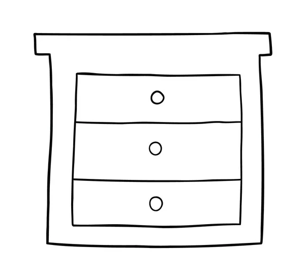 Cartoon Vektor Illustration Der Kommode Schwarz Umrissen Und Weiß Gefärbt — Stockvektor