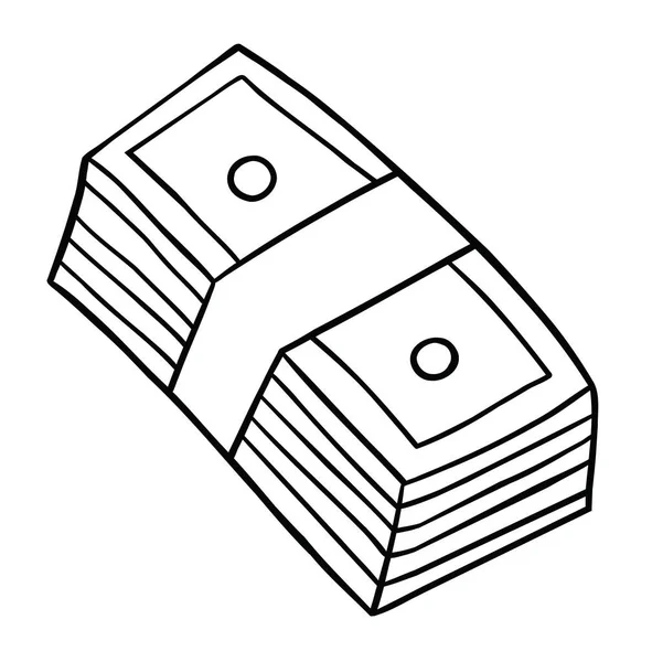 Illustrazione Vettoriale Dei Cartoni Animati Del Denaro Delle Banconote Nero — Vettoriale Stock