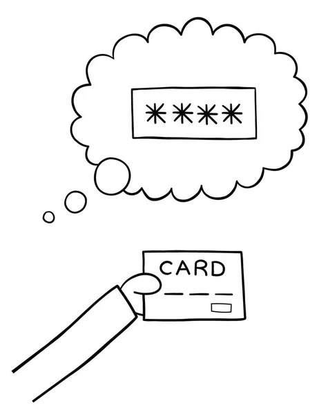 Dibujos Animados Vector Ilustración Olvidar Contraseña Tarjeta Crédito Negro Perfilado — Vector de stock