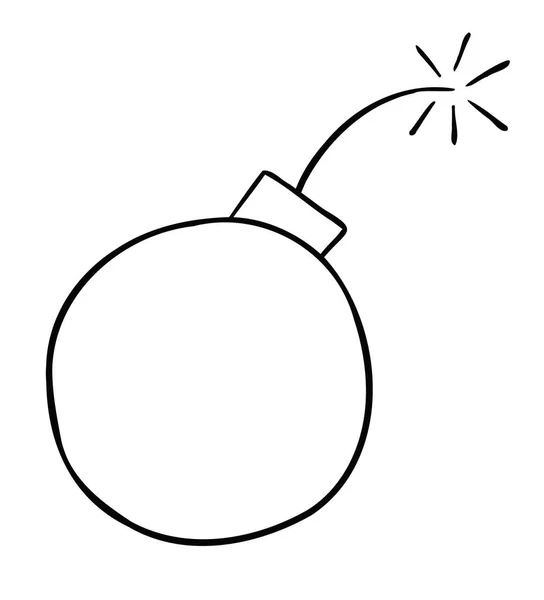 Desenhos Animados Ilustração Vetorial Bomba Prestes Explodir Preto Delineado Branco —  Vetores de Stock