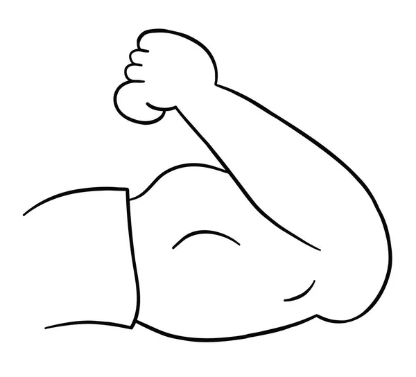 筋肉の腕 両足の漫画のベクトルイラスト 黒の輪郭と白 — ストックベクタ