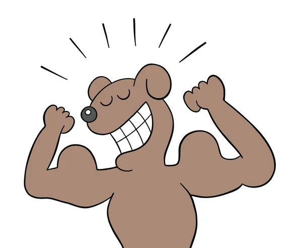 Cartoon Dog Very Strong Shows Biceps Vector Illustration Colored Black — Stockový vektor