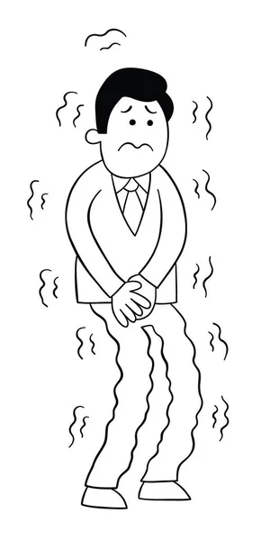 Cartoon Businessman Shaking Fear Vector Illustration Black Outlined White Colored — Wektor stockowy