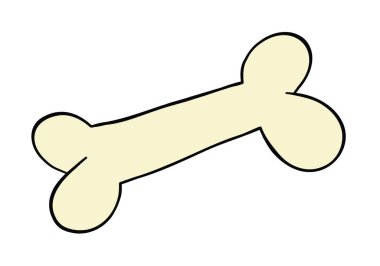 Çizgi film kemiği, vektör çizimi. Renkli ve siyah çizgiler.