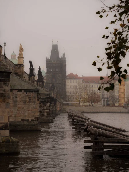 Vue Île Kampa Long Pont Charles Vers Vieille Ville Prague — Photo