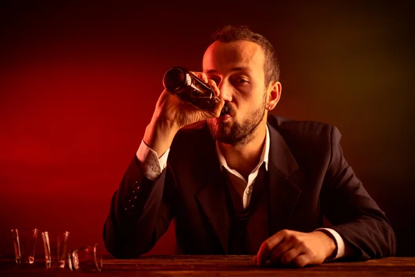 Businessman Drinking a Beer — Stock Photo, Image