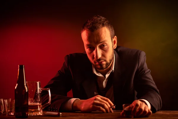 Drunk Businessman in a Bar — Stock Photo, Image